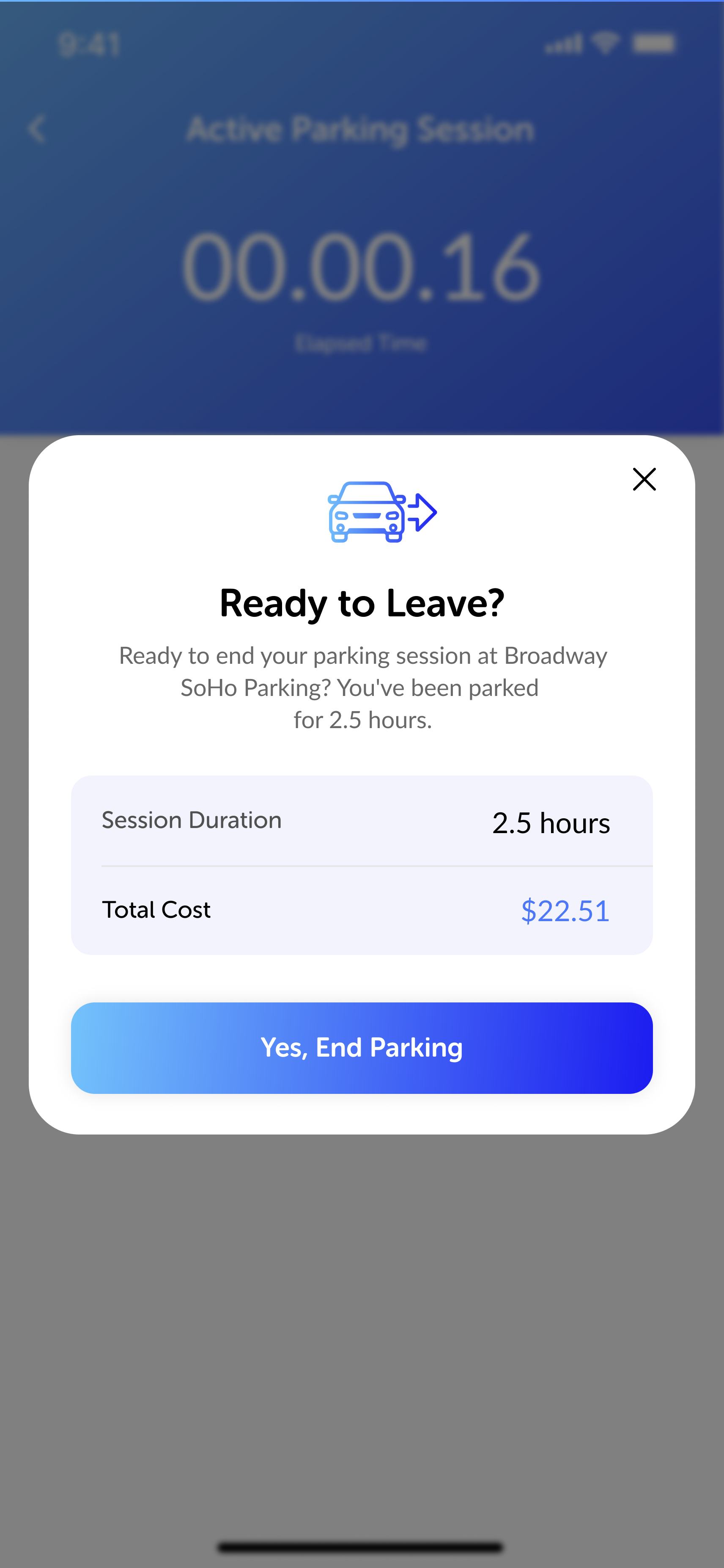 TapToPark driver app screen 3